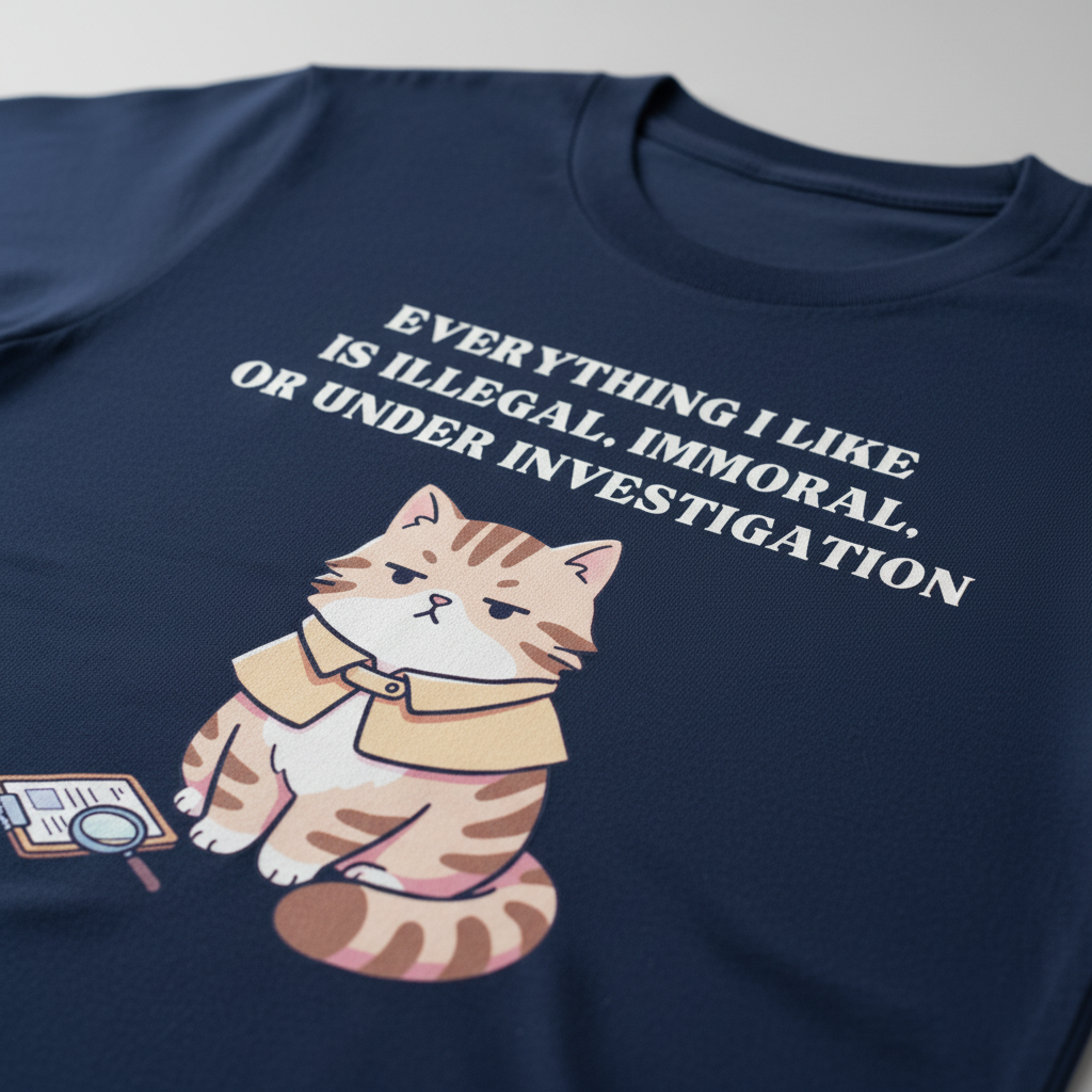 Illegal Cat Detective T-Shirt__detail
