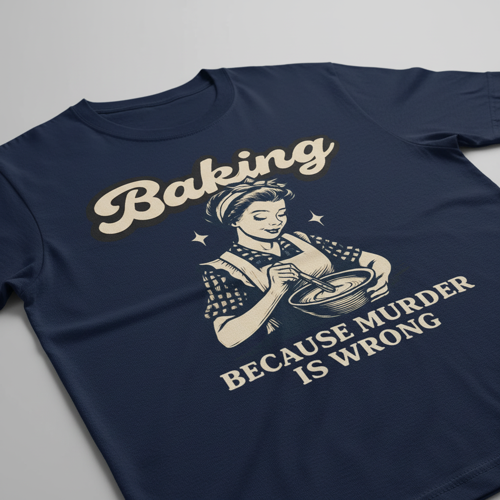 Baking Because Murder Is Wrong T-Shirt__detail