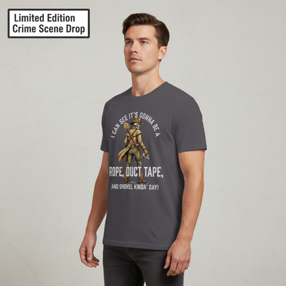 Rope, Duct Tape, and Shovel T-Shirt__benefit