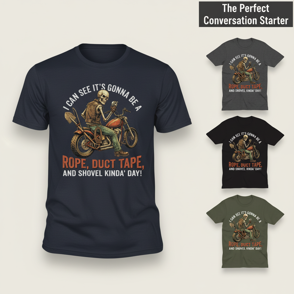 Biker Rope, Duct Tape & Shovel T-Shirt_color_hero