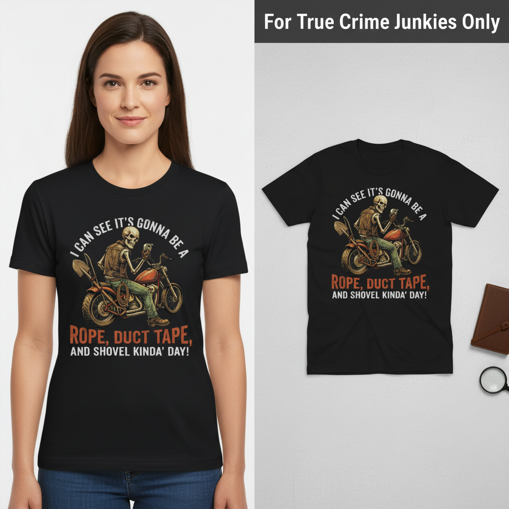 Biker Rope, Duct Tape & Shovel T-Shirt_model_flat