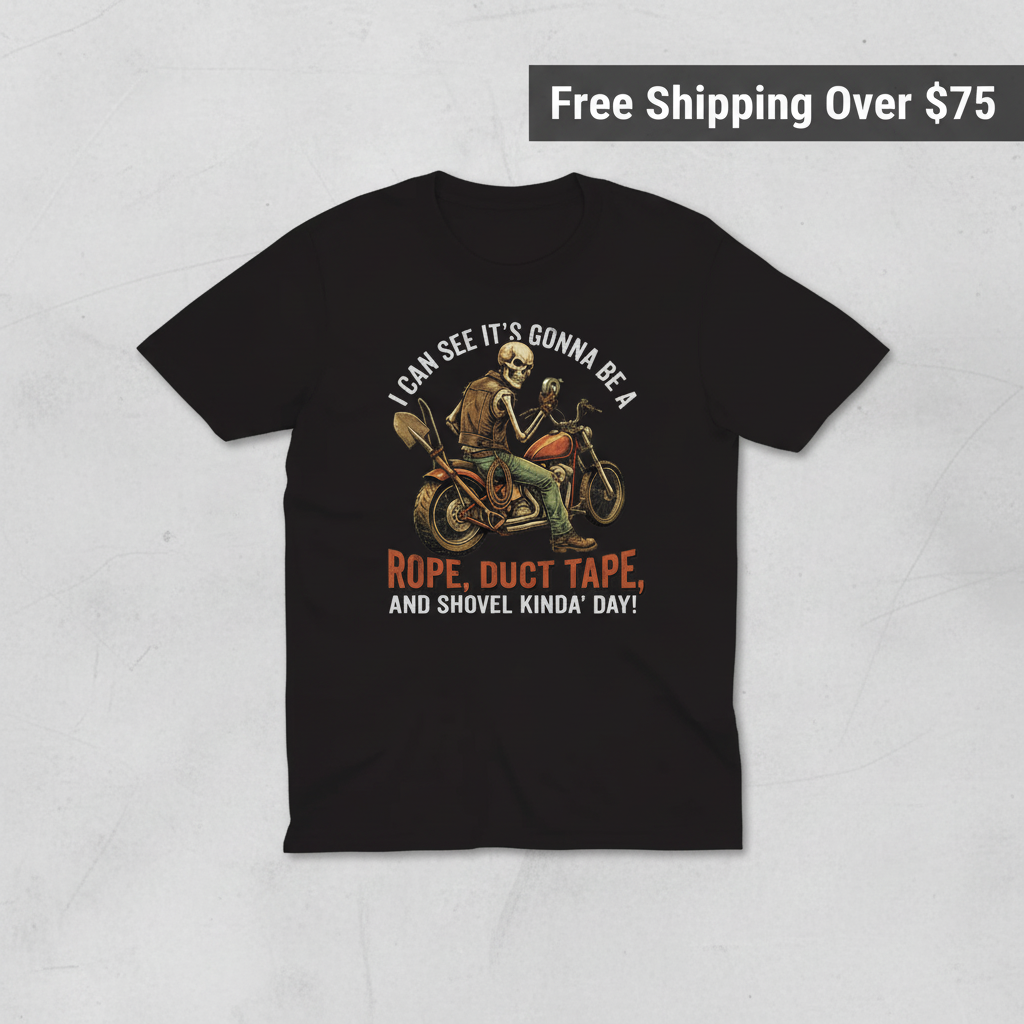 Biker Rope, Duct Tape & Shovel T-Shirt_clean