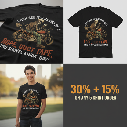 Biker Rope, Duct Tape & Shovel T-Shirt_4_panel