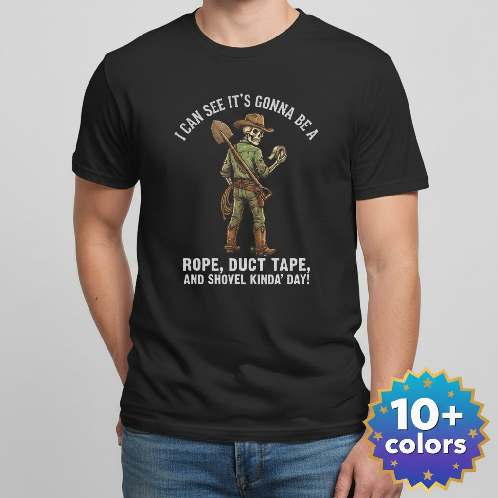 Rope, Duct Tape & Shovel T-Shirt_badge