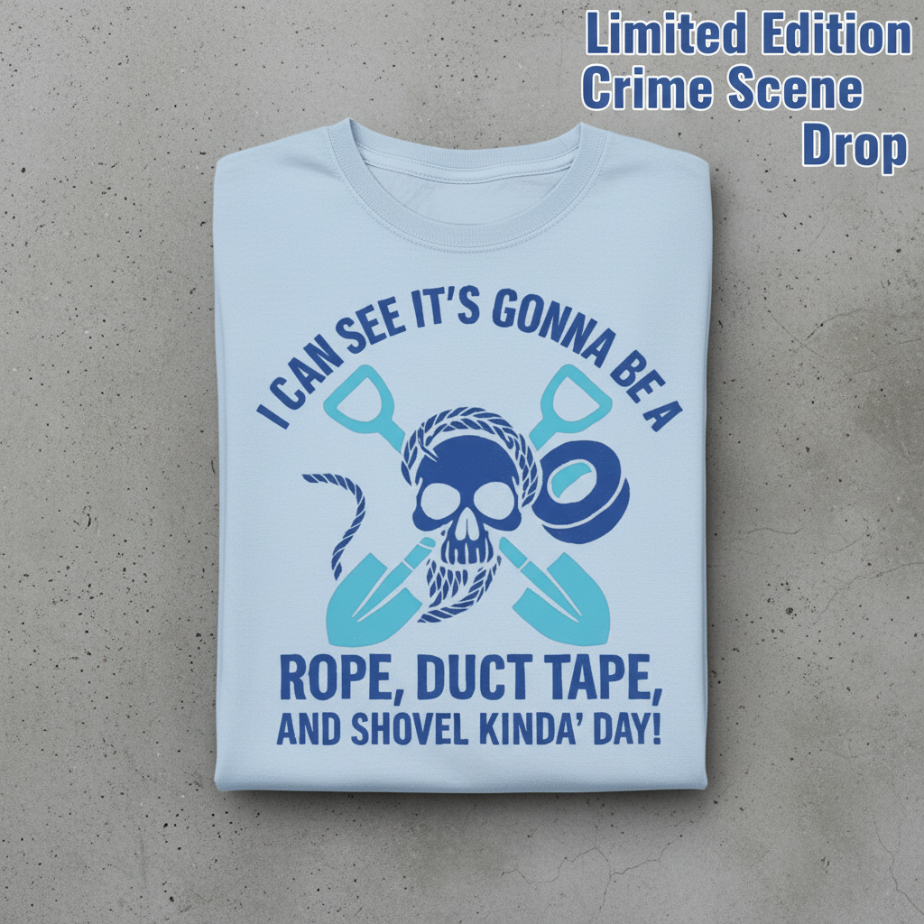 Rope, Duct Tape, and Shovel T-Shirt_stacked_flatlay