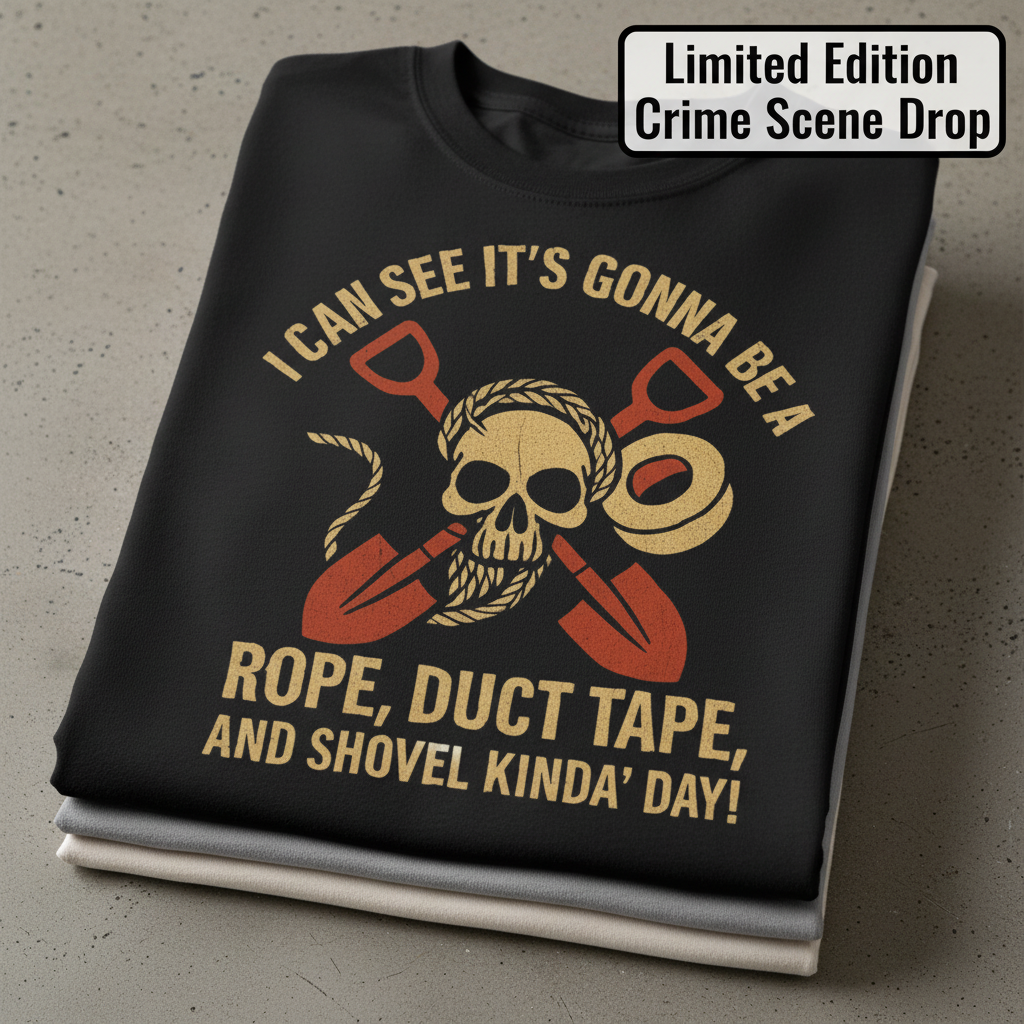 Rope, Duct Tape, and Shovel T-Shirt_stacked_flatlay