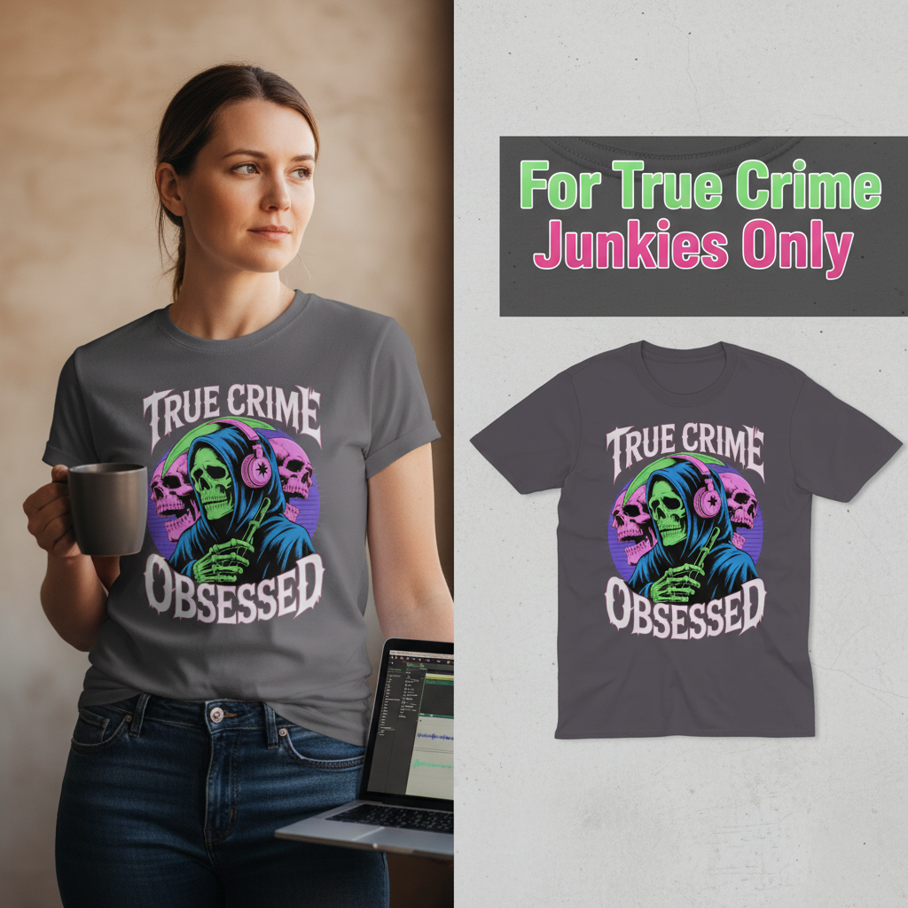 True Crime Obsessed T-Shirt_model_flat
