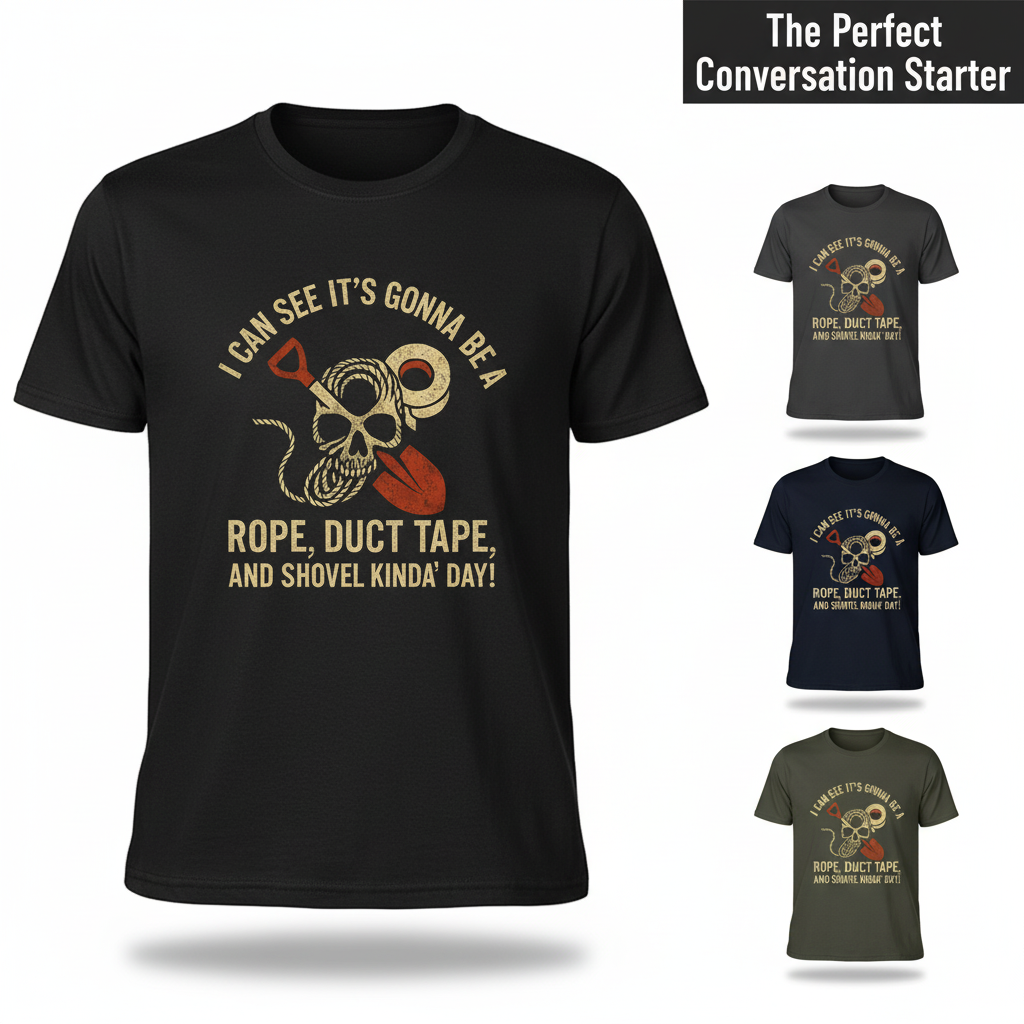 Rope, Duct Tape & Shovel T-Shirt_color_grid