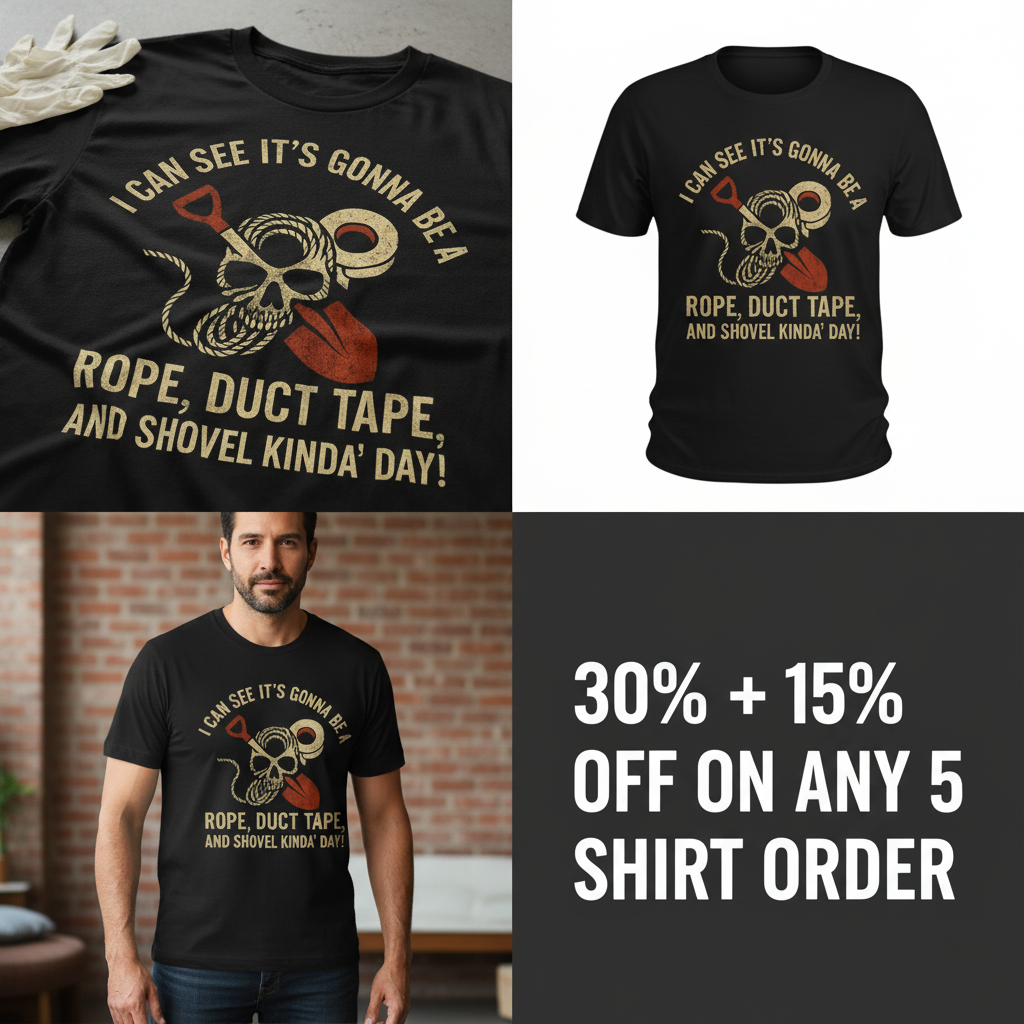 Rope, Duct Tape & Shovel T-Shirt_4_panel