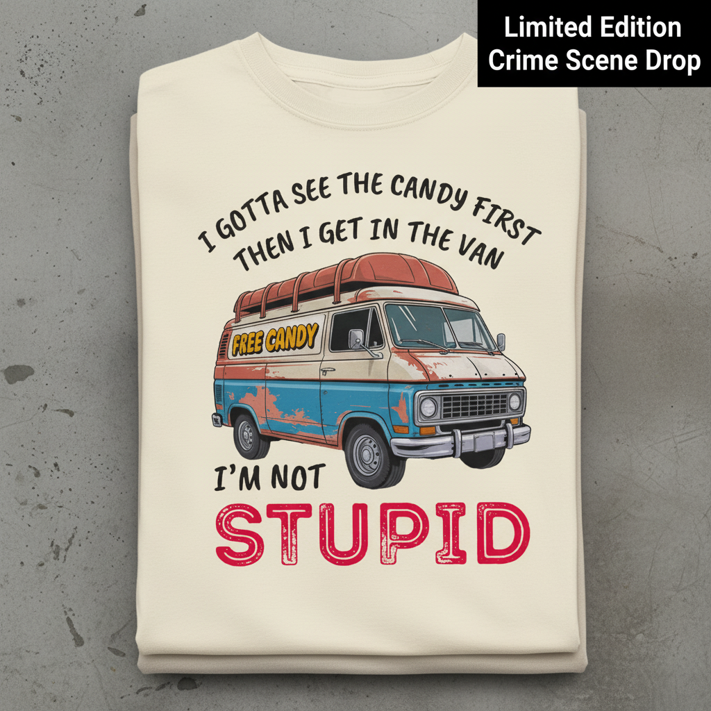 Not Stupid Candy Van T-Shirt_stacked_flatlay