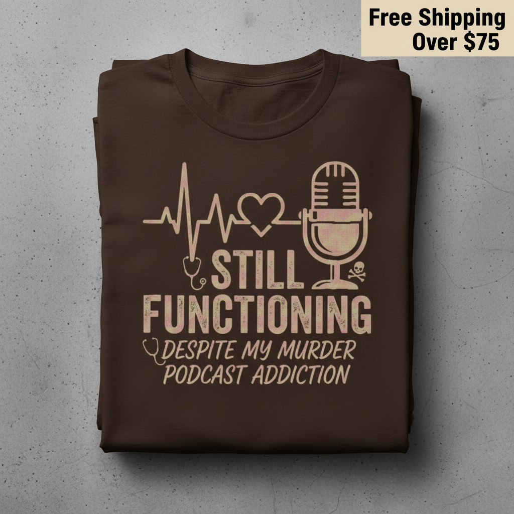 Still Functioning Murder Podcast T-Shirt_stacked_flatlay