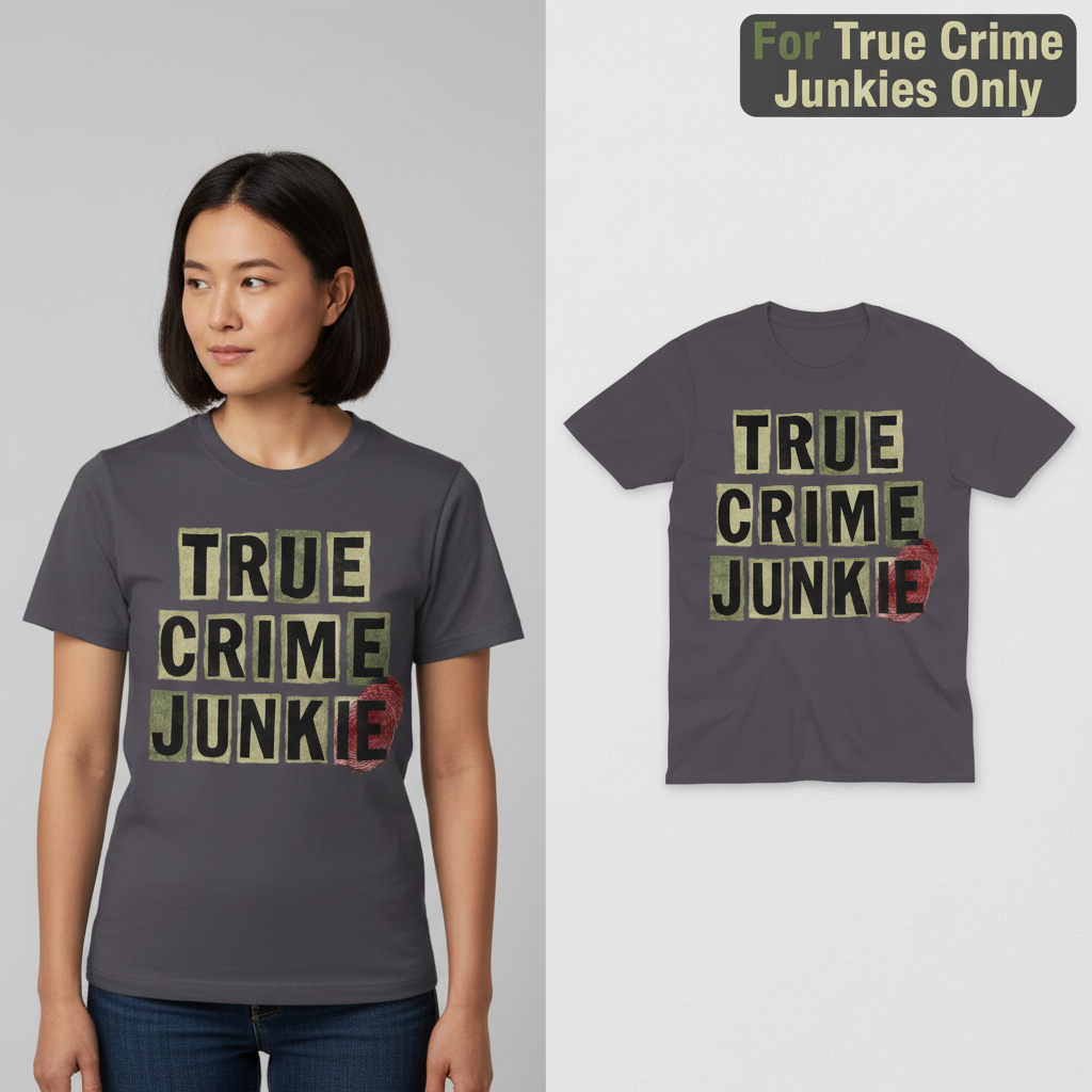 True Crime Junkie T-Shirt_model_flat