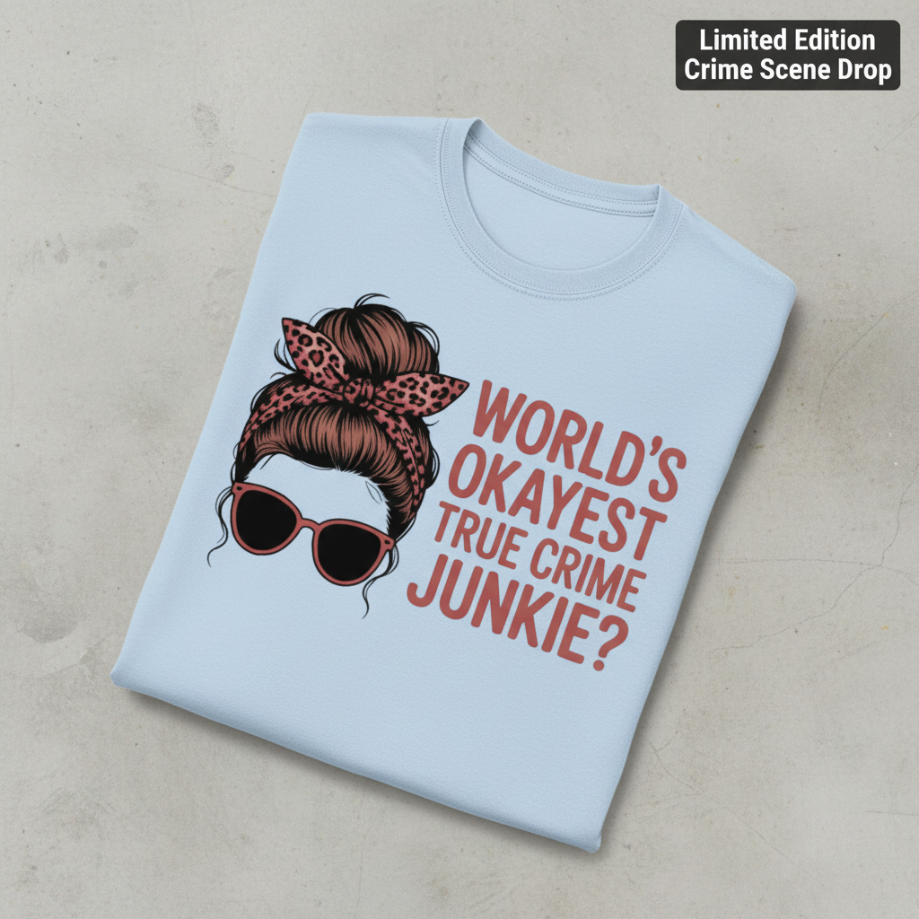 World's Okayest True Crime Junkie T-Shirt_fold_tilt