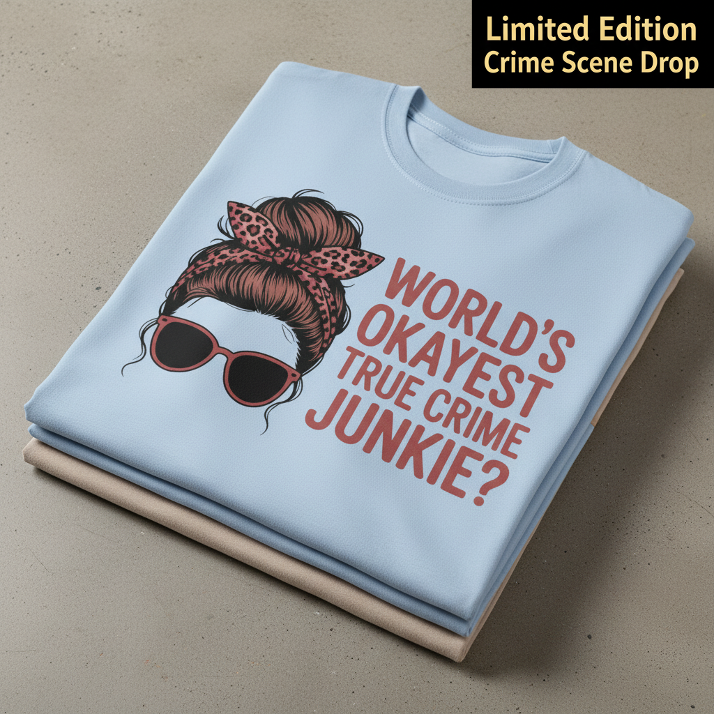 World's Okayest True Crime Junkie T-Shirt_stacked_flatlay