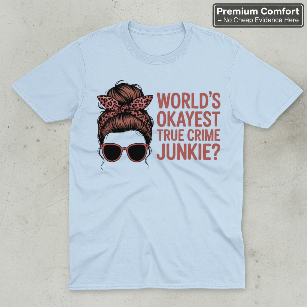 World's Okayest True Crime Junkie T-Shirt_clean