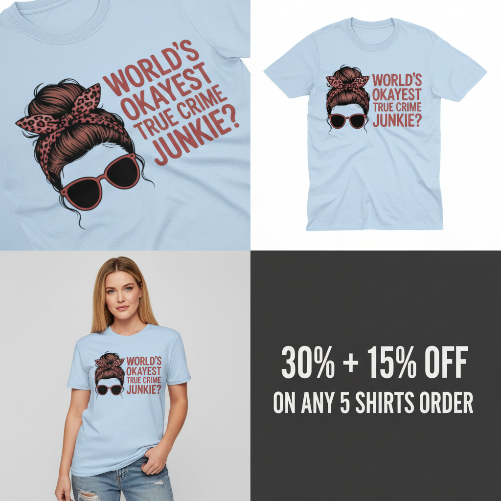 World's Okayest True Crime Junkie T-Shirt_4_panel
