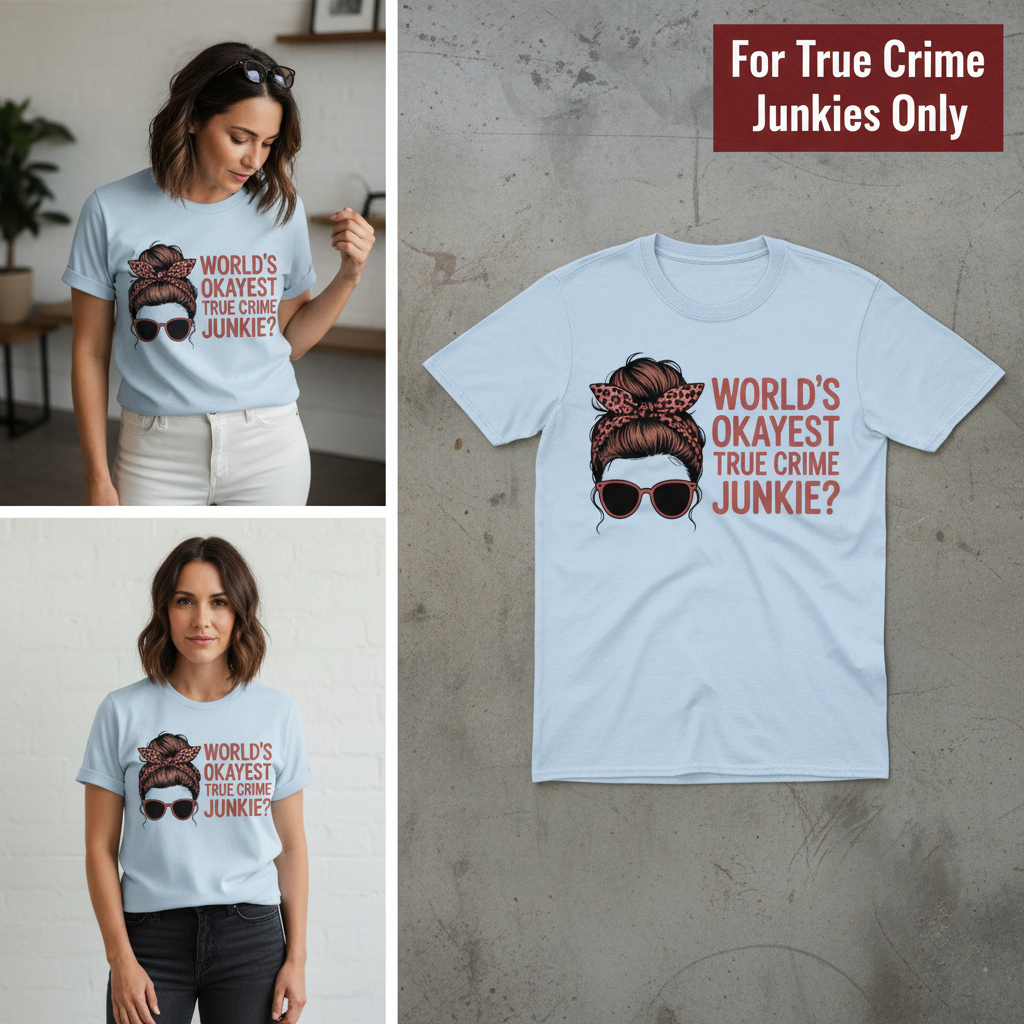 World's Okayest True Crime Junkie T-Shirt_3_panel