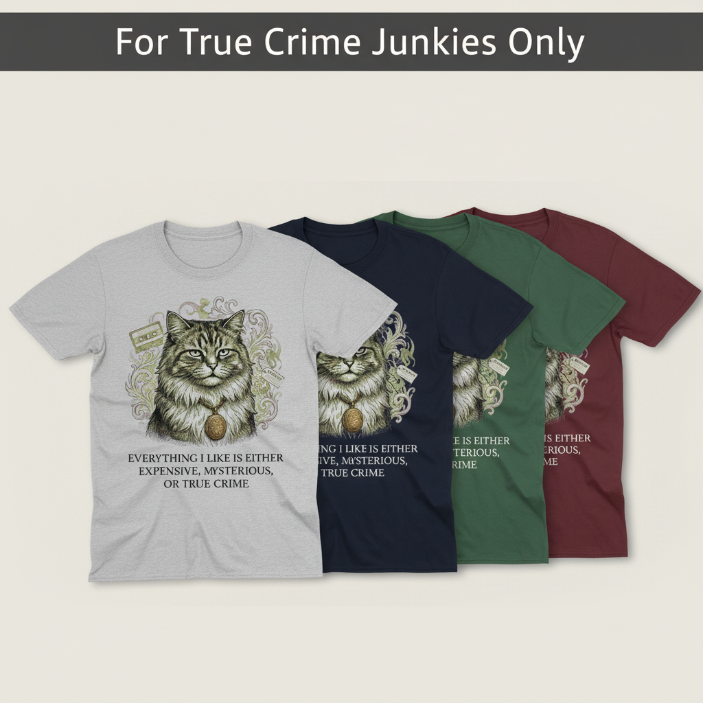 Expensive Mysterious True Crime Cat T-Shirt_quad_showcase