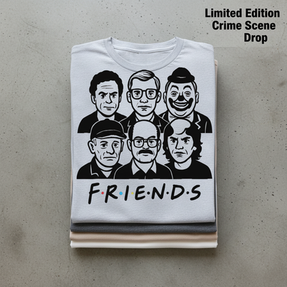 True Crime Friends T-Shirt_stacked_flatlay