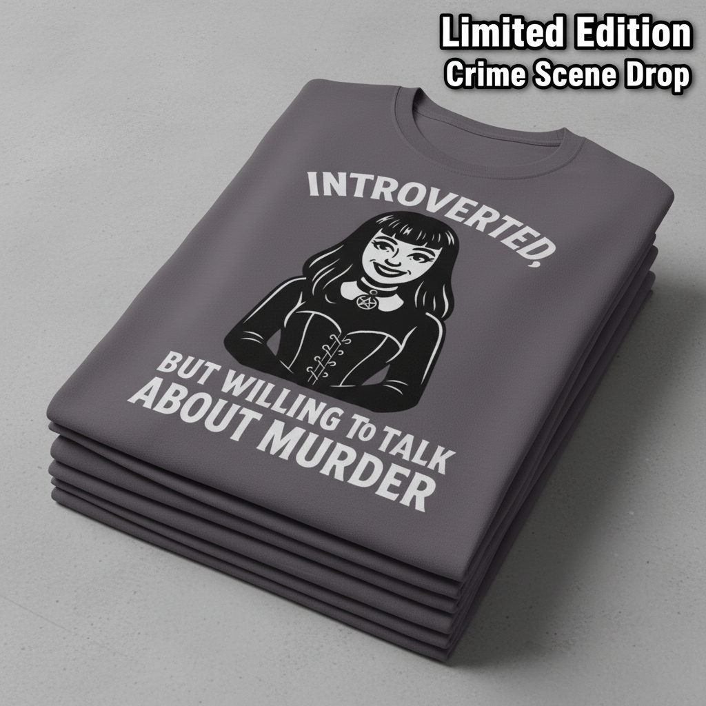Introverted But Murder Curious T-Shirt_stacked_flatlay