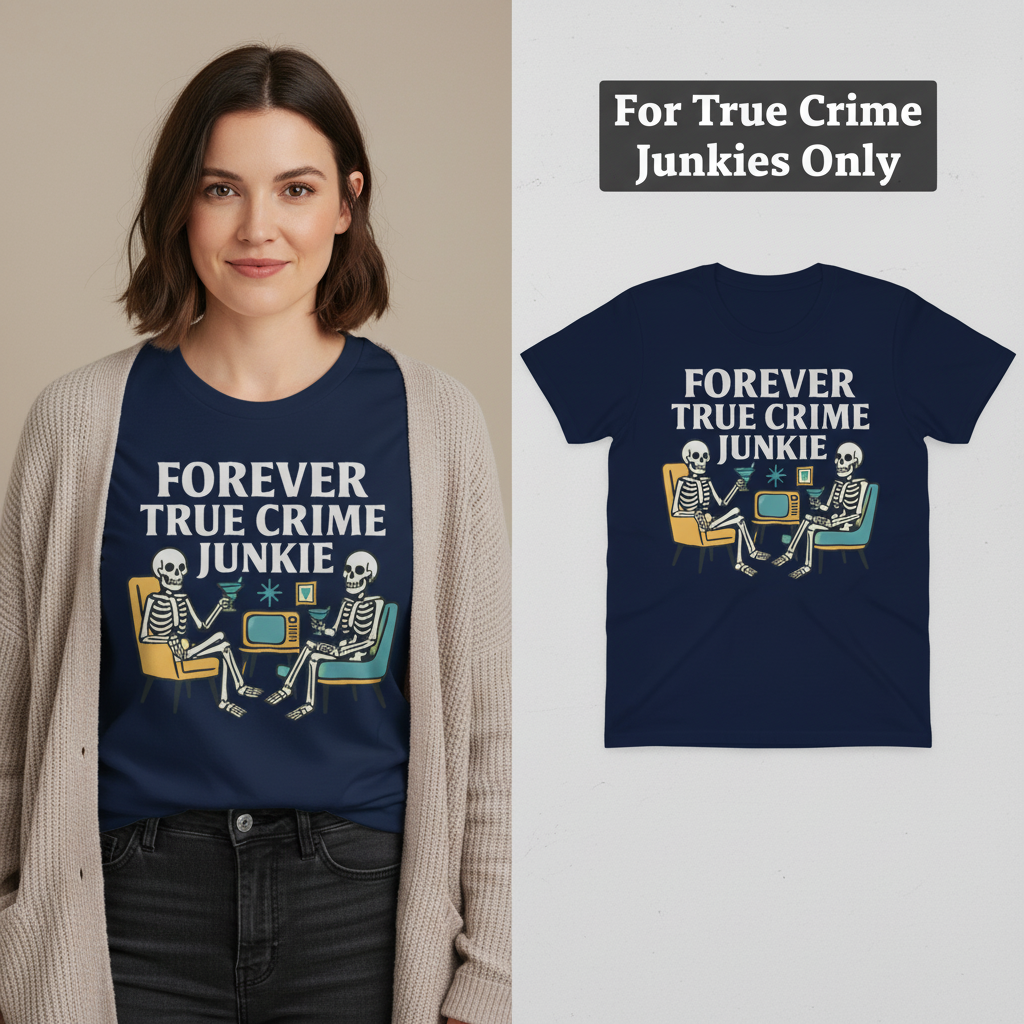 Forever True Crime Junkie T-Shirt_model_flat