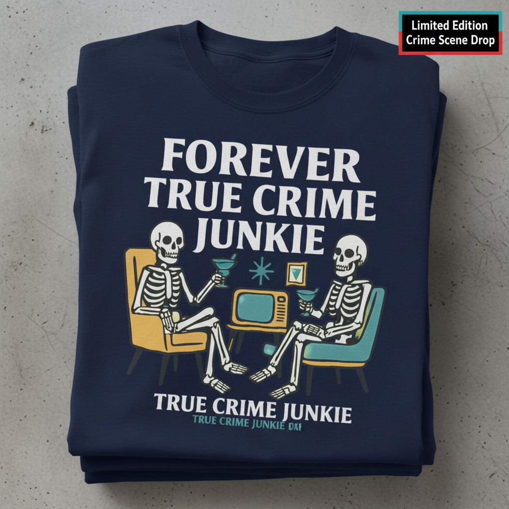 Forever True Crime Junkie T-Shirt_stacked_flatlay
