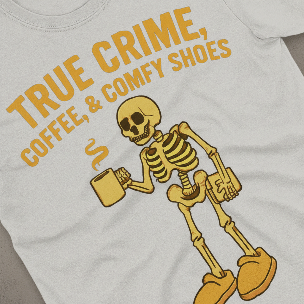 True Crime & Coffee Skeleton T-Shirt_extreme_za