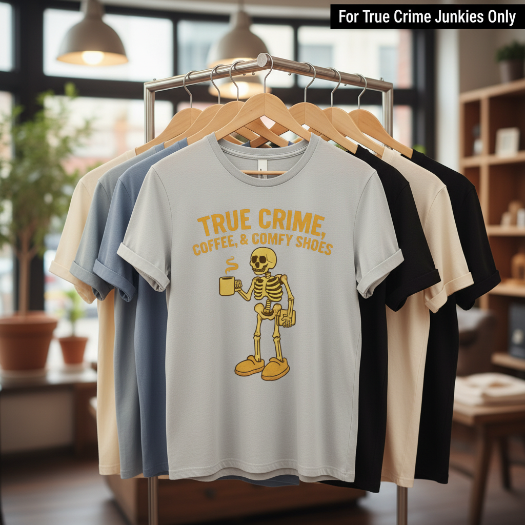 True Crime & Coffee Skeleton T-Shirt_boutique_rack