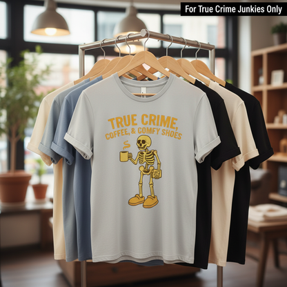 True Crime & Coffee Skeleton T-Shirt_boutique_rack