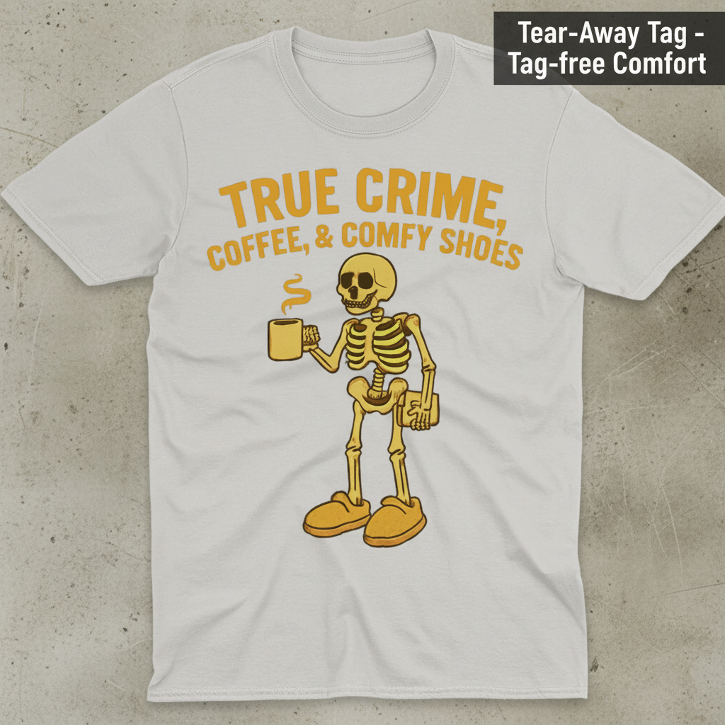 True Crime & Coffee Skeleton T-Shirt_clean