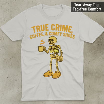 True Crime & Coffee Skeleton T-Shirt_clean