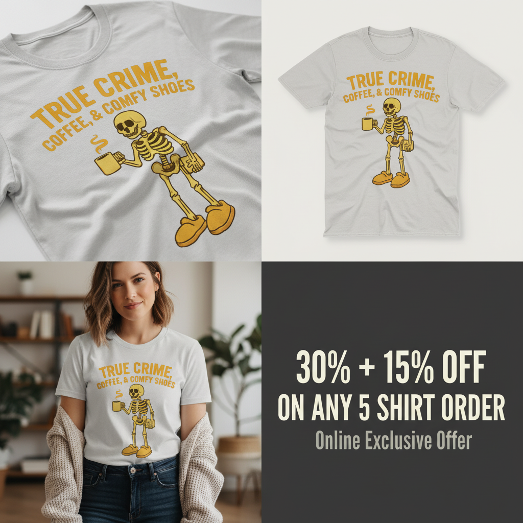 True Crime & Coffee Skeleton T-Shirt_4_panel