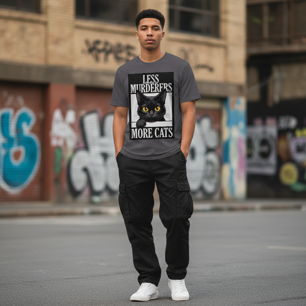 Less Murderers More Cats T-Shirt_clean