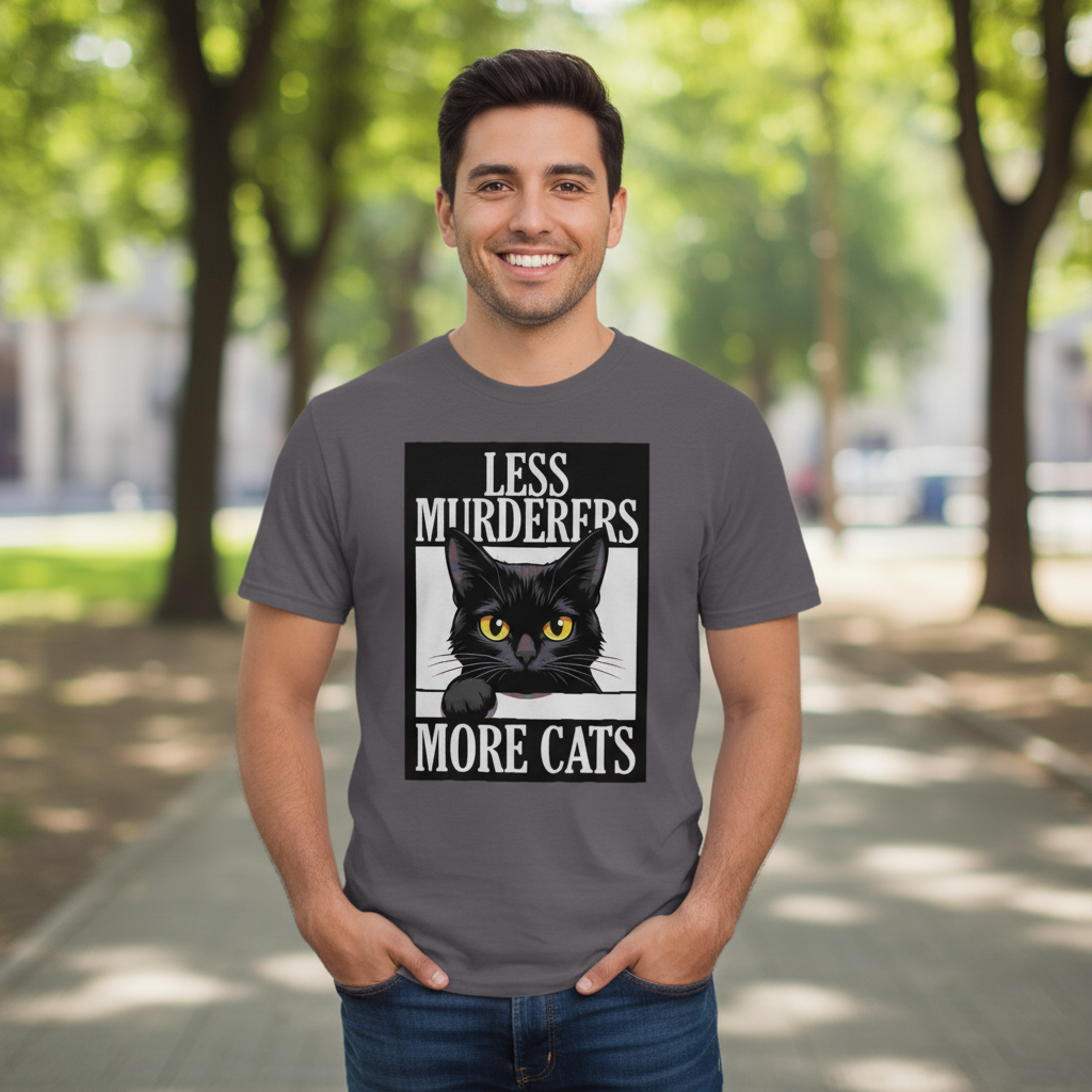 Less Murderers More Cats T-Shirt_extreme_za