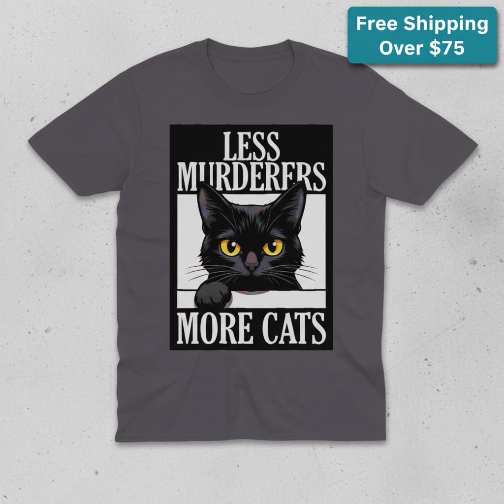 Less Murderers More Cats T-Shirt_clean