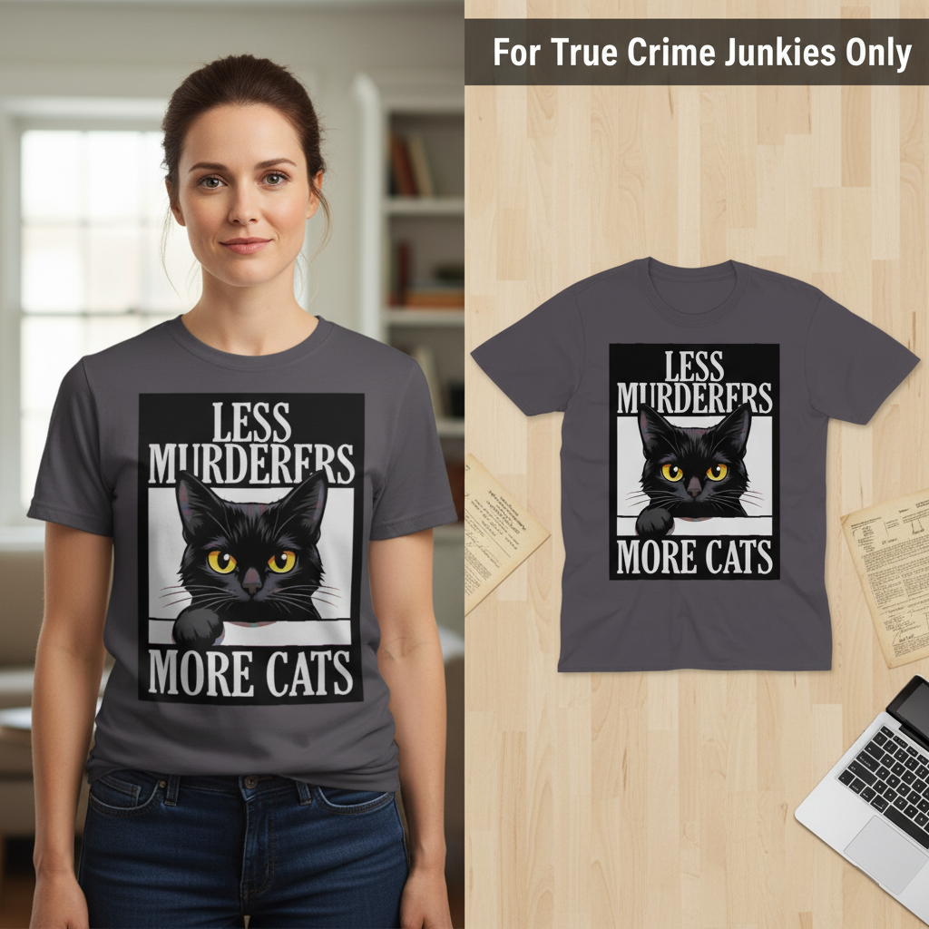 Less Murderers More Cats T-Shirt_model_flat