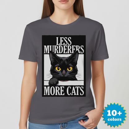 Less Murderers More Cats T-Shirt_badge