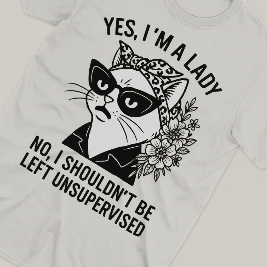 Unsupervised Cat Lady T-Shirt_extreme_za