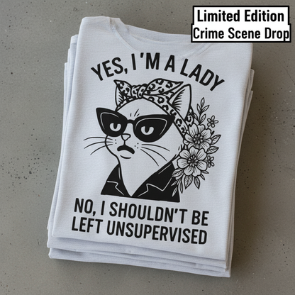Unsupervised Cat Lady T-Shirt_stacked_flatlay