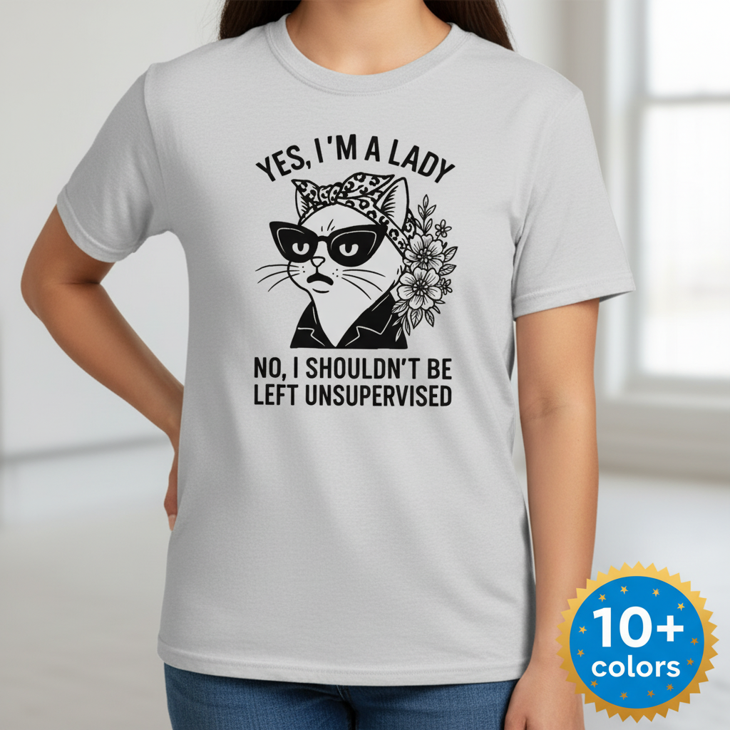 Unsupervised Cat Lady T-Shirt_badge