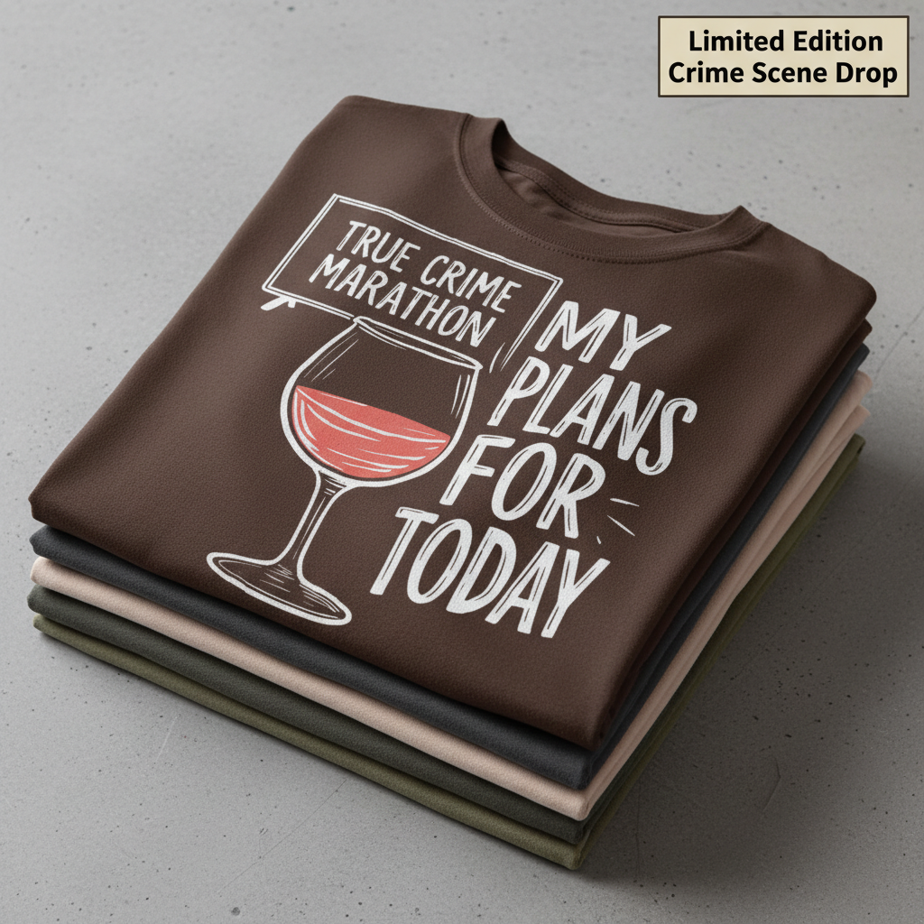 True Crime & Wine Plans T-Shirt_stacked_flatlay