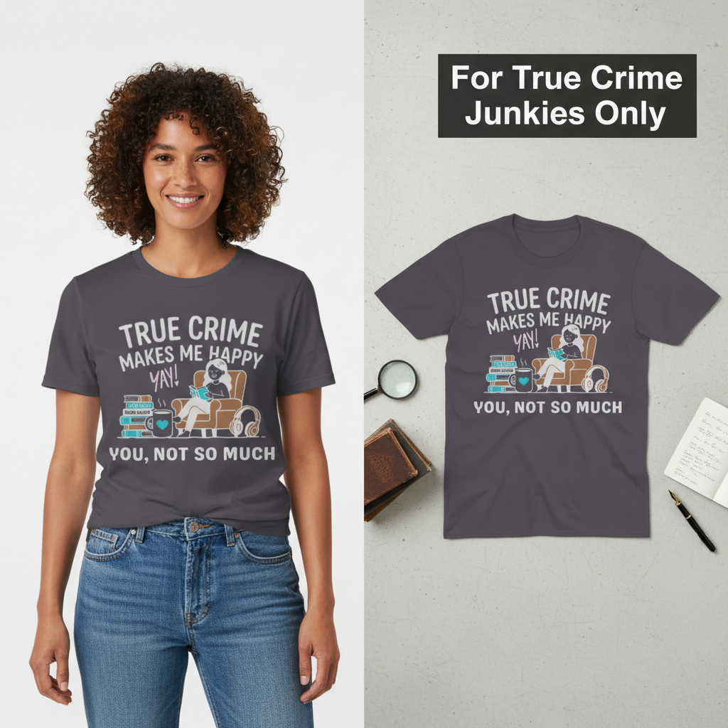 True Crime Makes Me Happy T-Shirt_model_flat