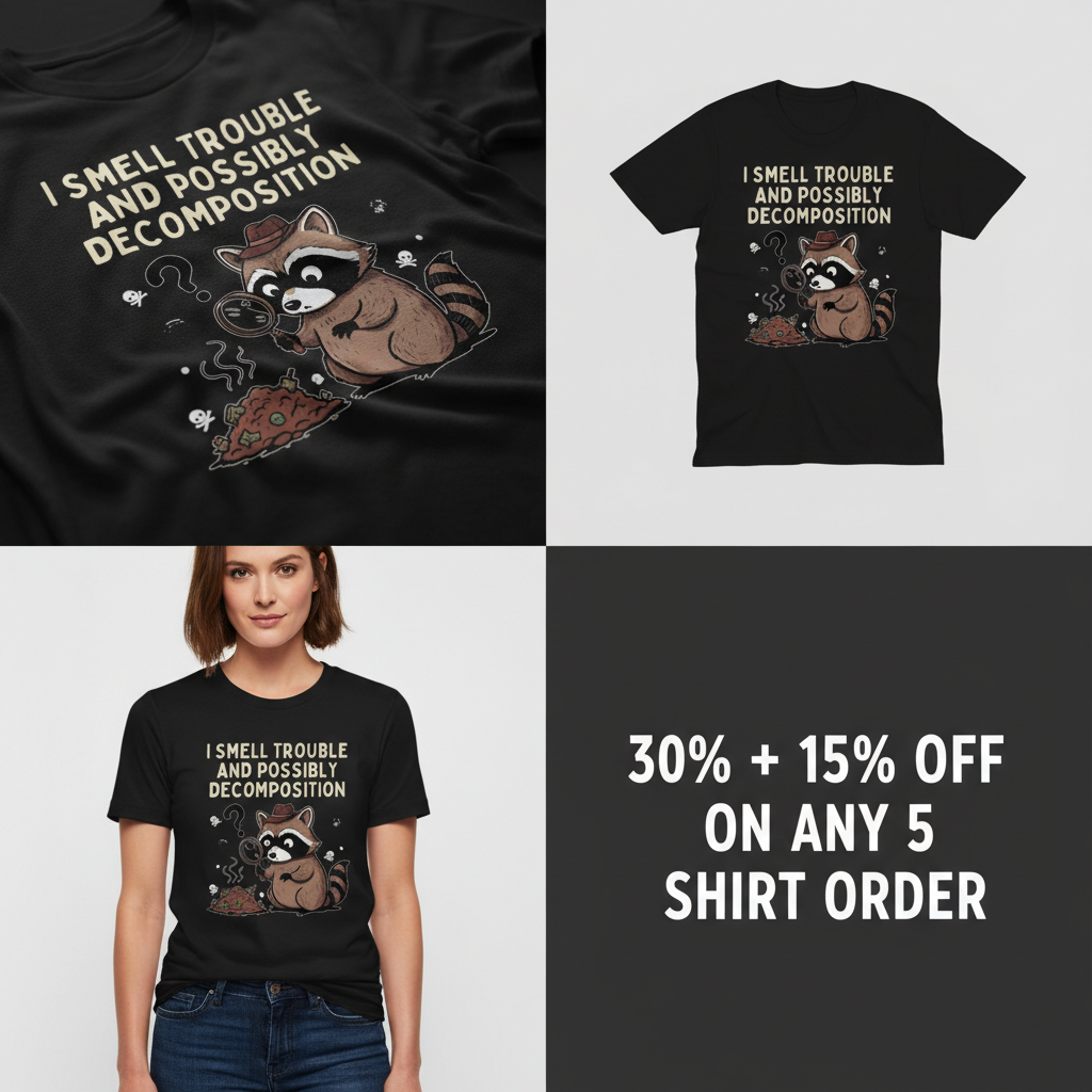 Detective Raccoon T-Shirt_4_panel