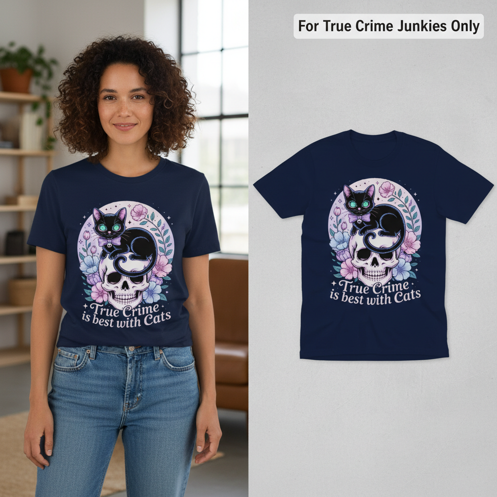 True Crime & Cats T-Shirt_model_flat