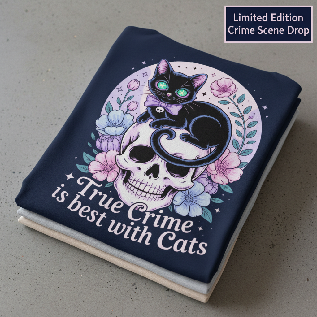 True Crime & Cats T-Shirt_stacked_flatlay