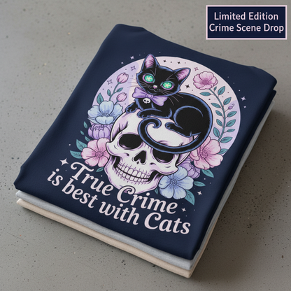 True Crime & Cats T-Shirt_stacked_flatlay