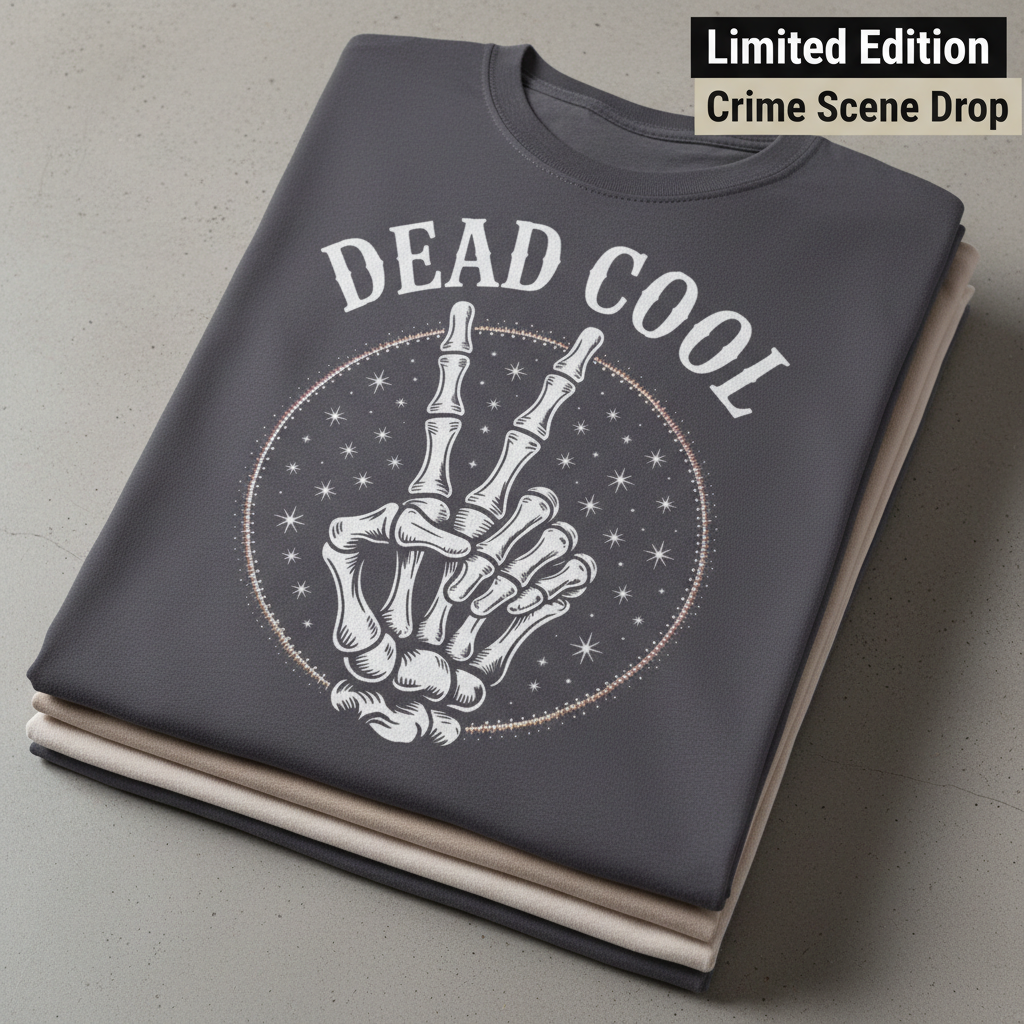 Dead Cool Skeleton Peace T-Shirt_stacked_flatlay