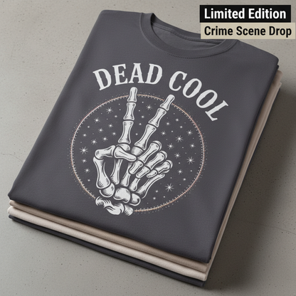Dead Cool Skeleton Peace T-Shirt_stacked_flatlay