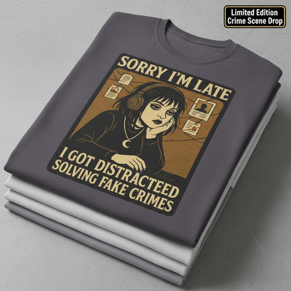 Solving Fake Crimes T-Shirt_stacked_flatlay