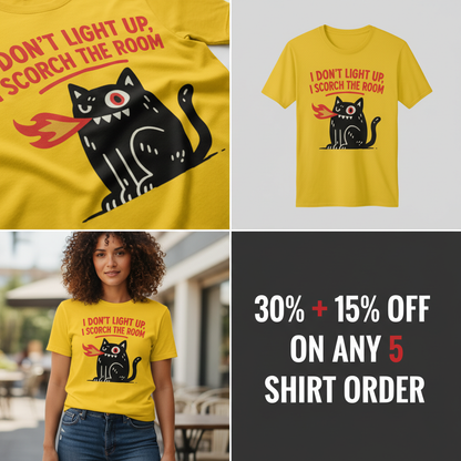 Scorch the Room Cat T-Shirt_4_panel